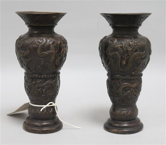 A pair of Chinese bronze vases, Republic period